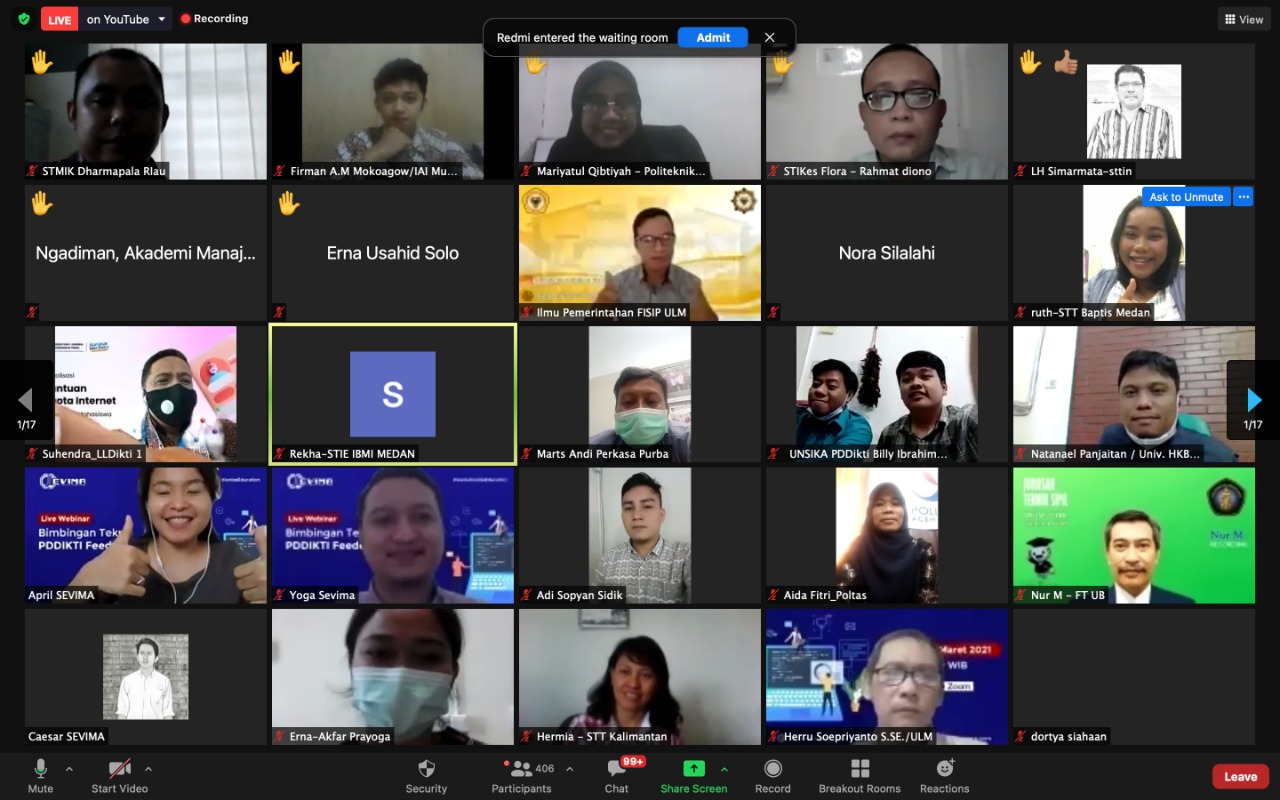 Acara 'Belajar Bareng PDDikti Feeder Mulai dari Nol' yang berlangsung secara daring. 