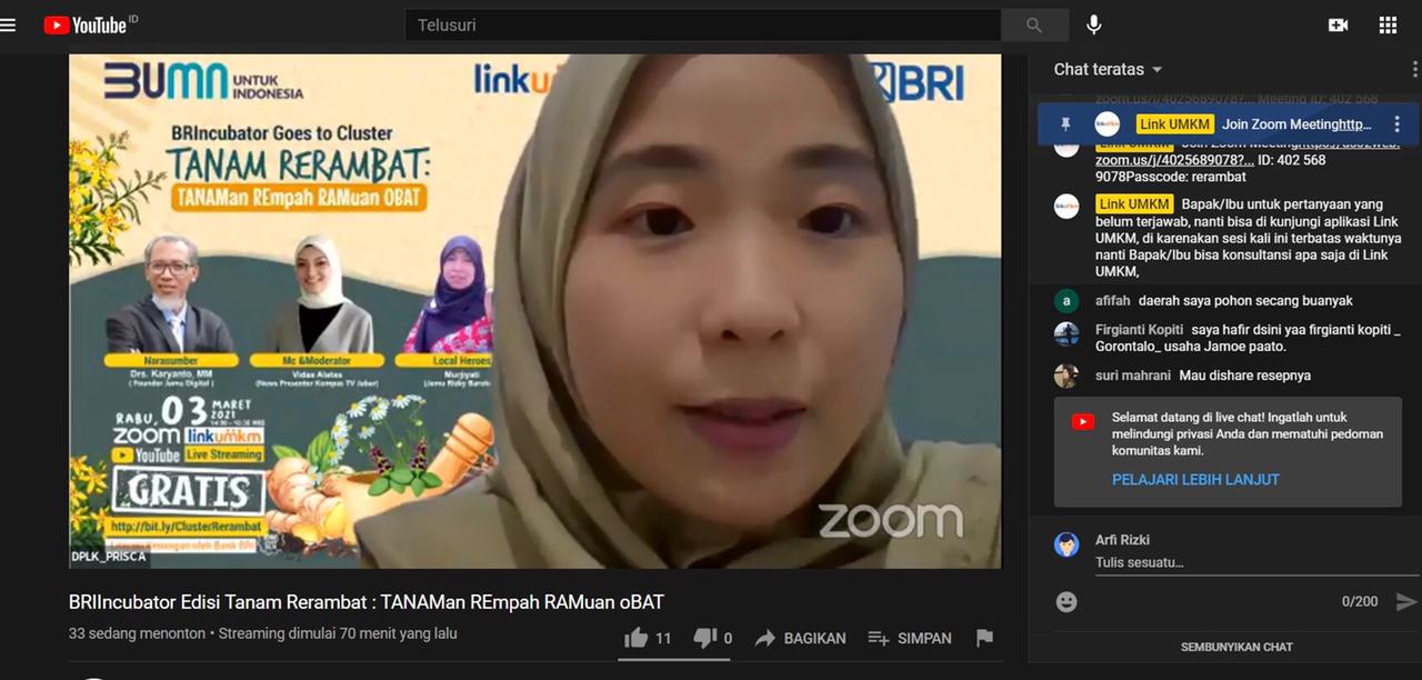 BRI Research Institute mengadakan pelatihan online bertema “Tanam Rerambat: Tanaman Rempah Ramuan Obat”.
