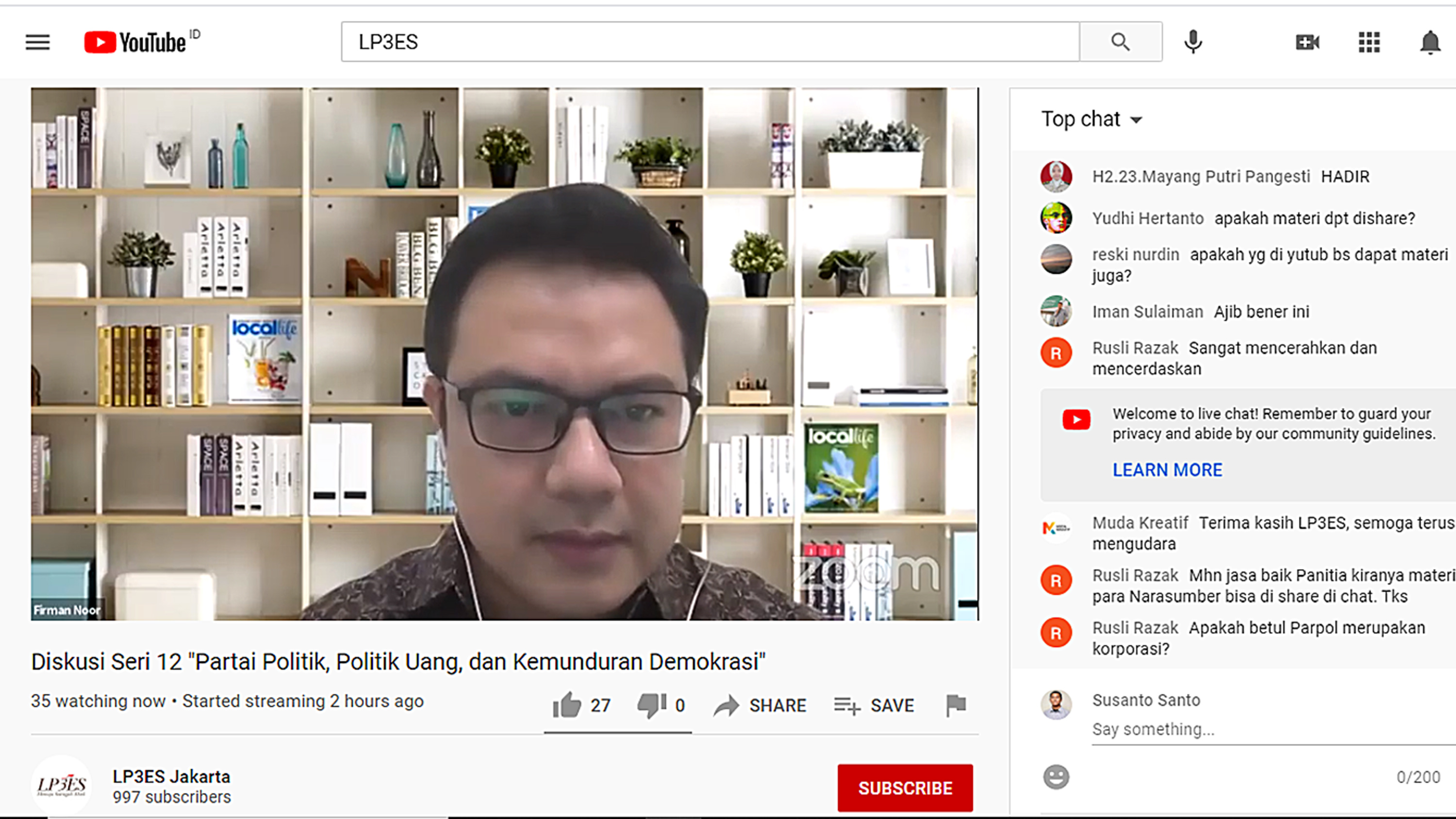 Kepala Pusat Penelitian Politik LIPI Firman Noor