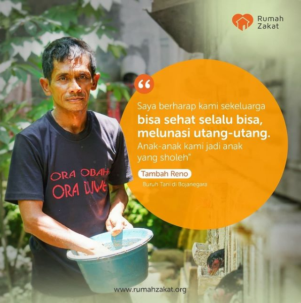 Seorang buruh tani, Pak Reno terbelit utang Rp8 juta, setelah beberapa tahun lalu istrinya harus menjalani operasi karena tumor payudara.