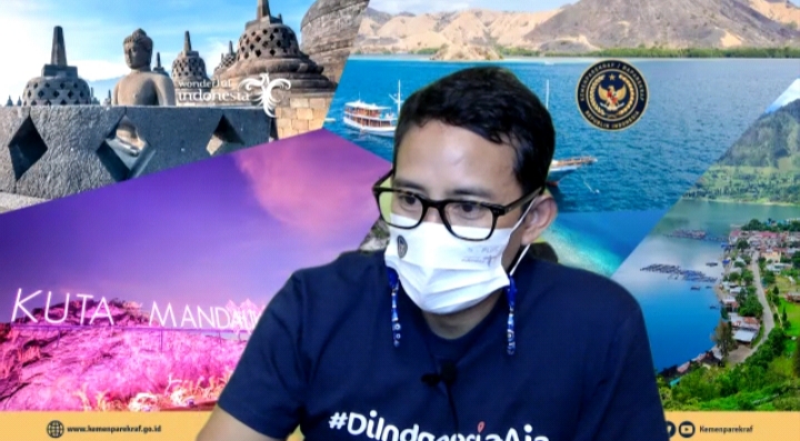 Menparekraf Sandiaga Uno dalam pertemuan virtual dengan Media Group