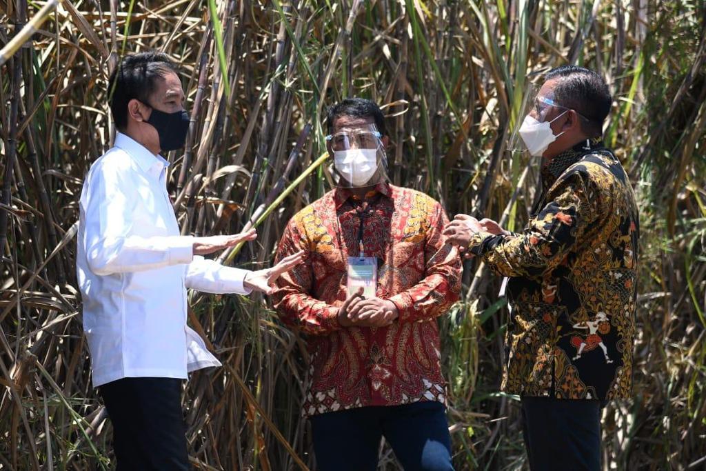 Presiden Joko Widodo (kiri) saat meresmikan pabrik gula JBM.