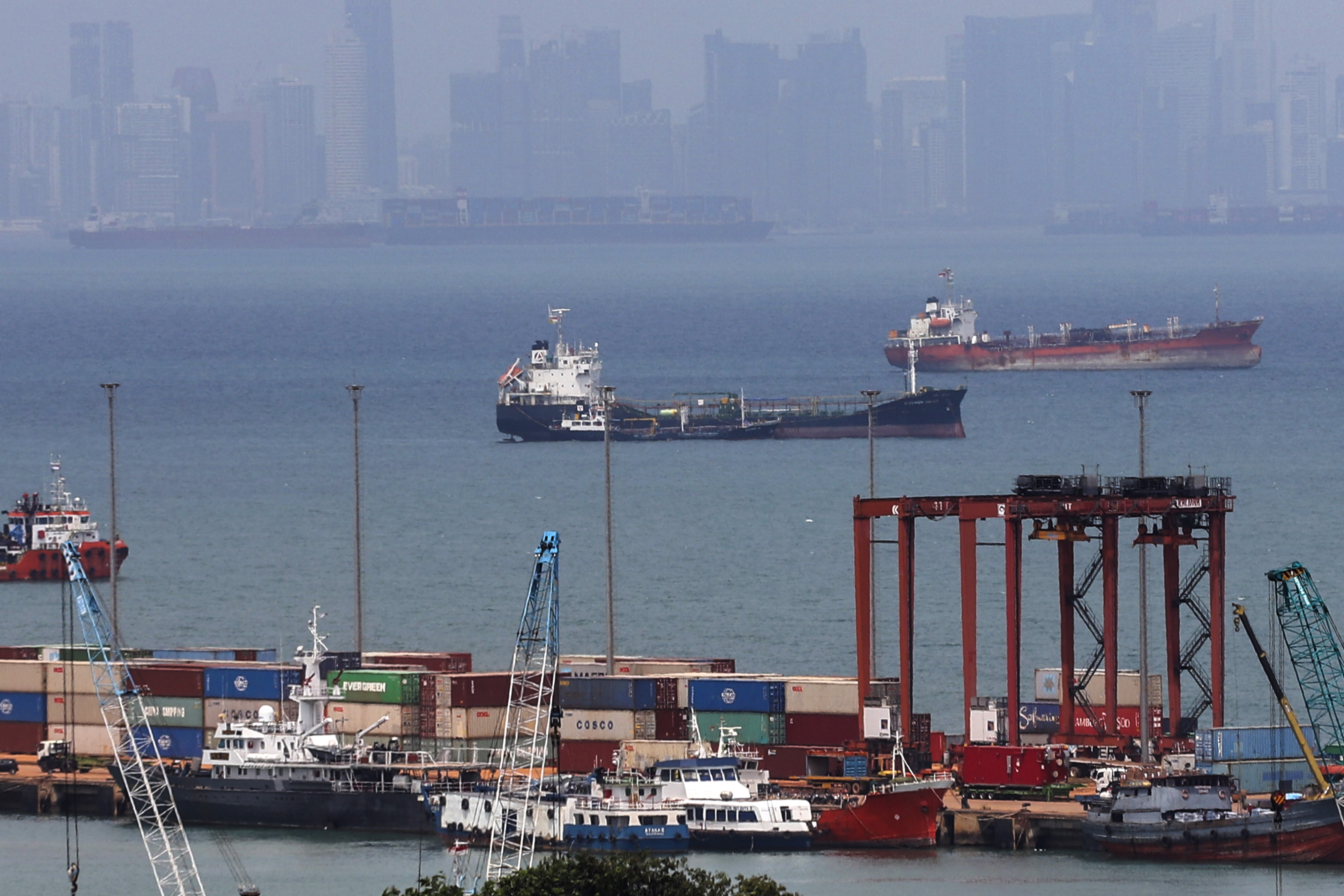Suasana aktivitas bongkar muat di Pelabuhan Batuampar, Batam, Kepulauan Riau, Rabu (3/2/2021)