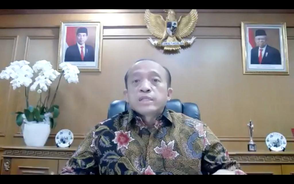 Sekretaris Jenderal KLHK, Bambang Hendroyono membuka acara  Sosialisasi tiga Peraturan Pemerintah (PP) turunan dari UU Cipta Kerja.