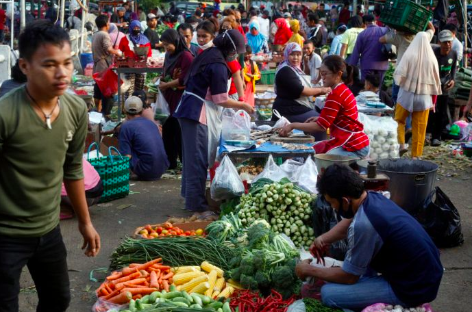 Kondisi di Pasar Cibinong Bogor pada 9 Juli 2020.
