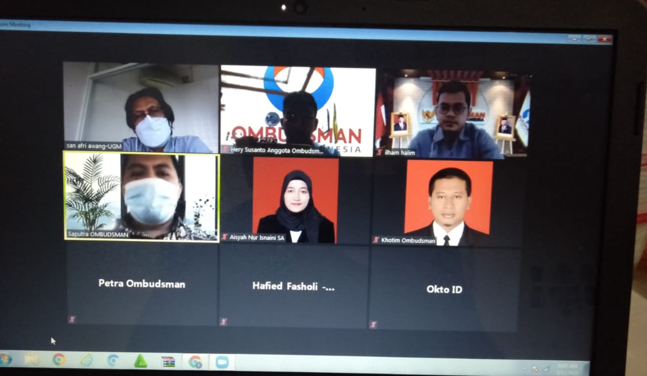 Siskusi virtual dengan tema 'Ombudsman RI Merespon Regulasi Sektor Kehutanan PascaBerlakunya UU Ciptaker', Jumat (12/3).