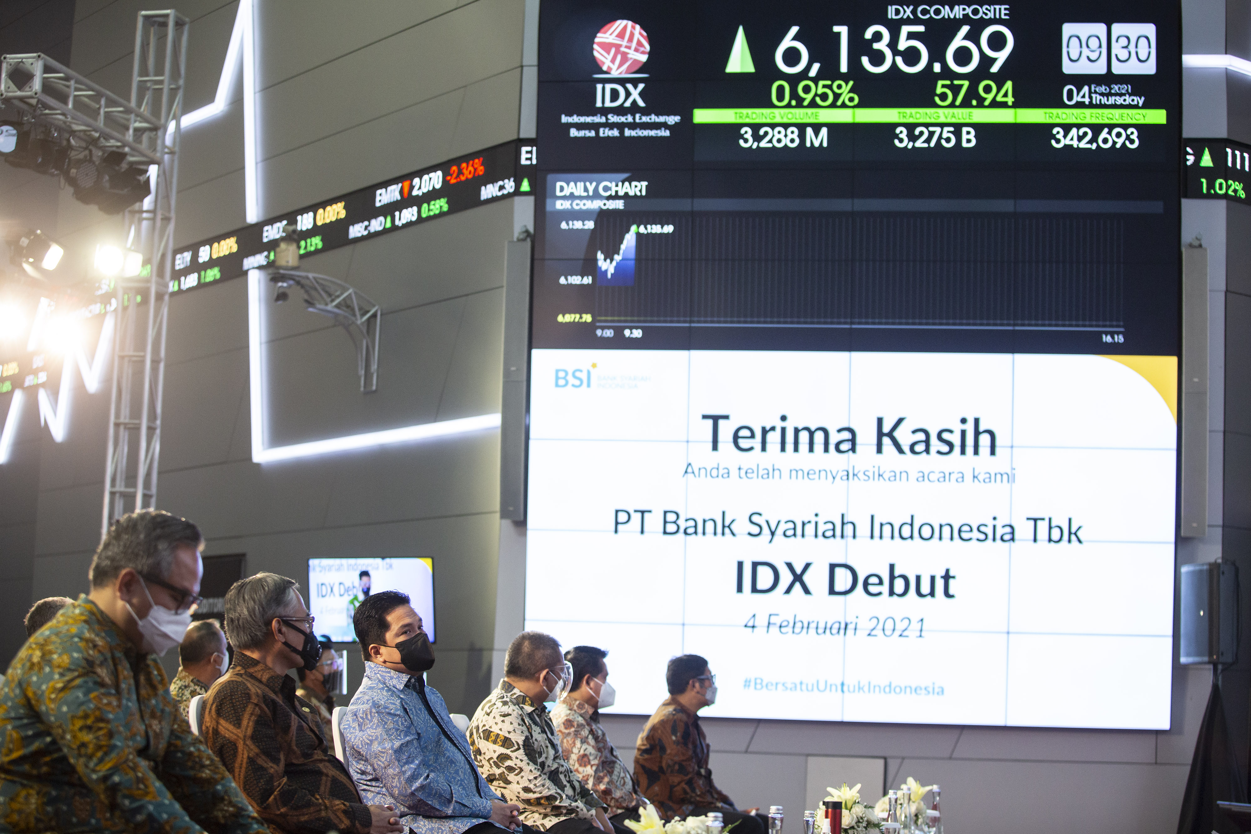 Debut Bank Syariah Indonesia (BSI) di Bursa Efek Indonesia (BEI), Jakarta, Kamis (4/2