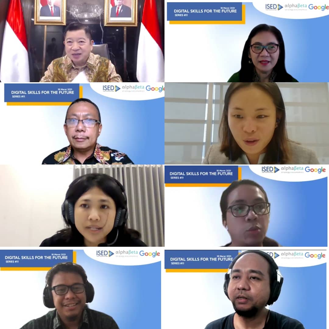 Narasumber dalam diskusi kolaborasi yang digelar Institute of Social Economic Digital (ISED), Google Indonesia, dan Alphabeta, Kamis (18/3).