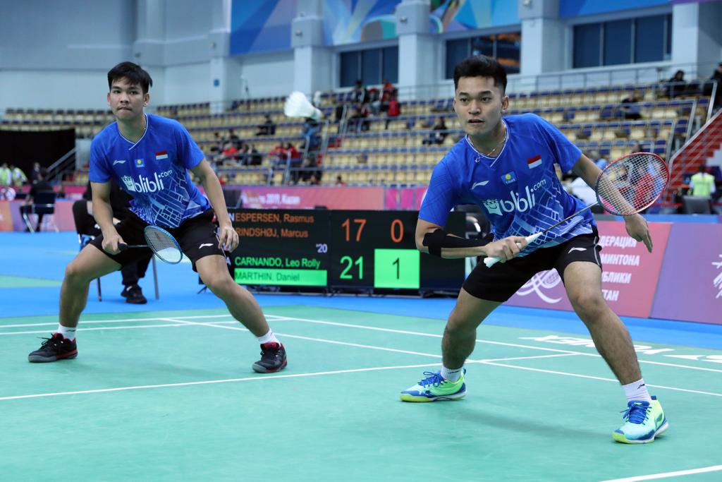Pasangan ganda putra Juara Dunia Junior dari Indonesia, Leo Rolly Carnando/Daniel Marthin.