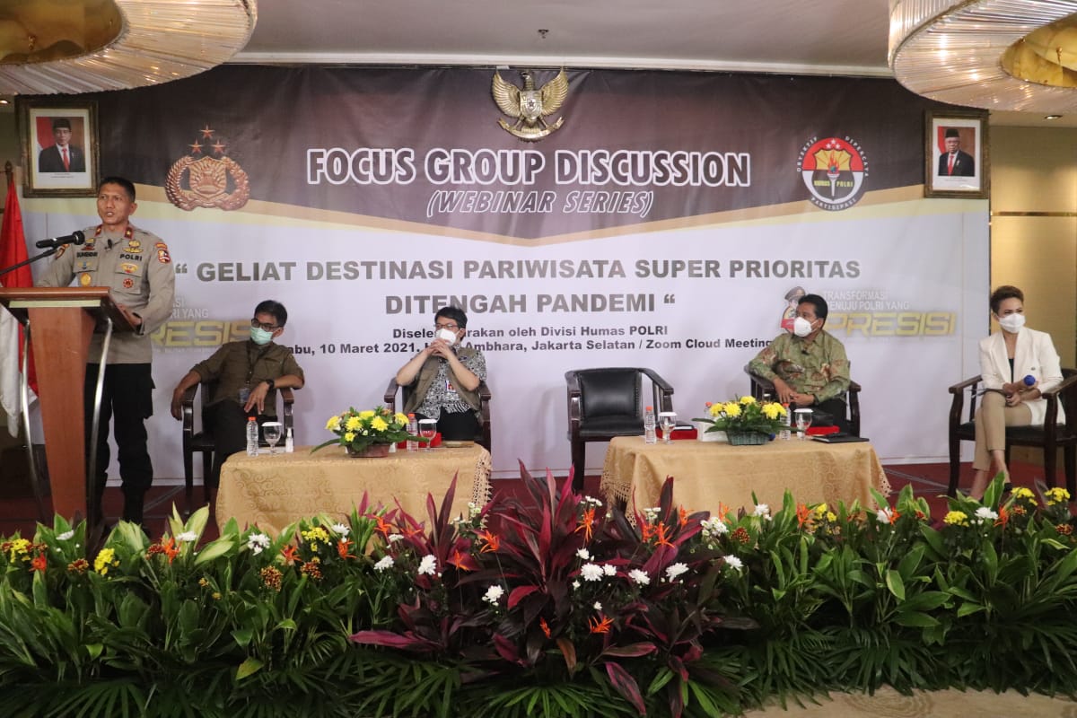Webinar bertemakan Geliat Destinasi Pariwisata Super Prioritas di Tengah Pandemi, Jakarta, Rabu (10/3)