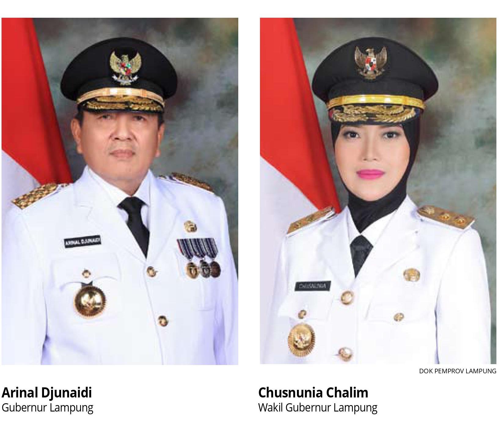 Gubernur Lampung Arinal Djunaidi dan Wakil Gubernur Lampung Chusnunia Chalim.