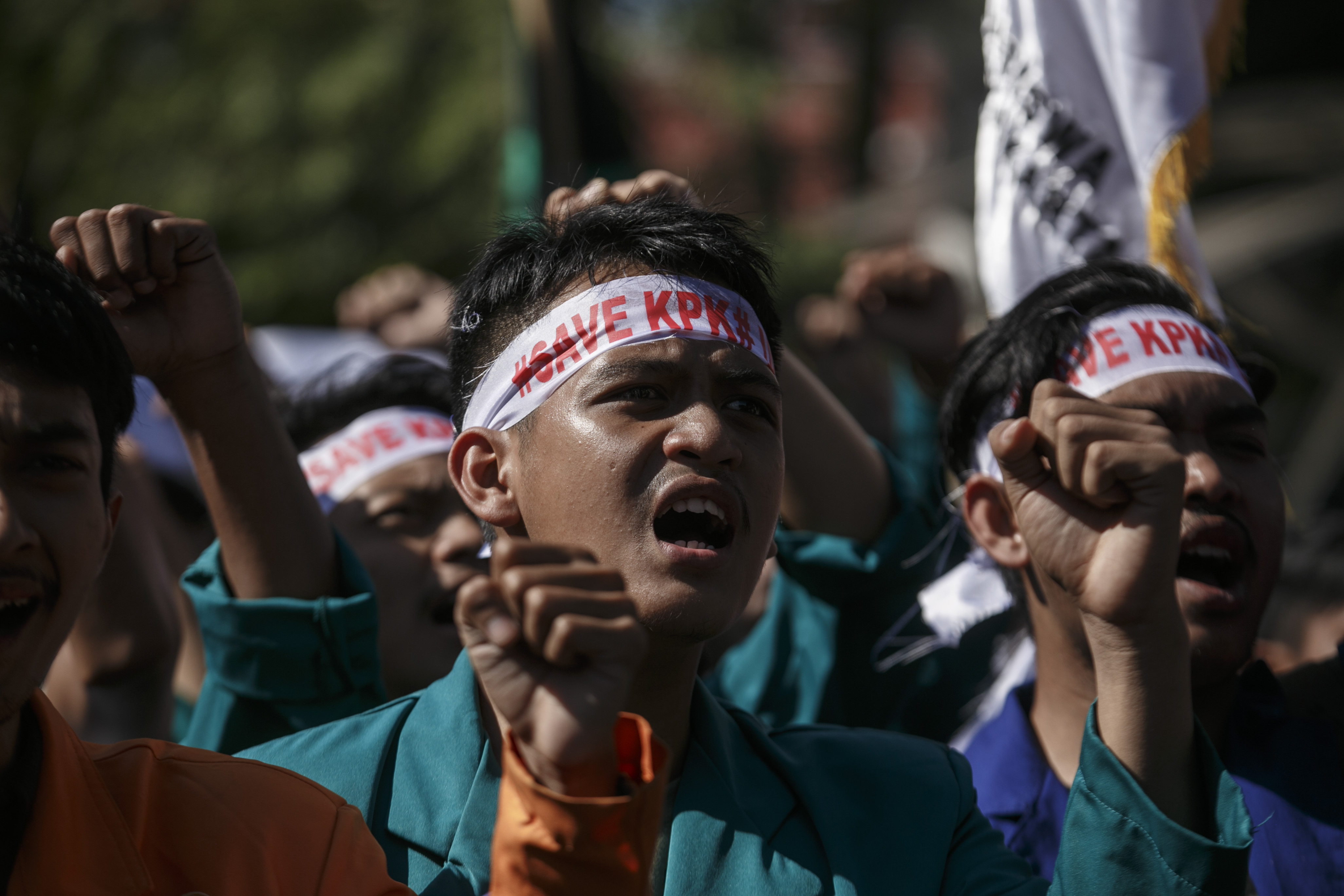 Foto ilustrasi- Mahasiswa berunjuk rasa menentang tindakan korupsi. 