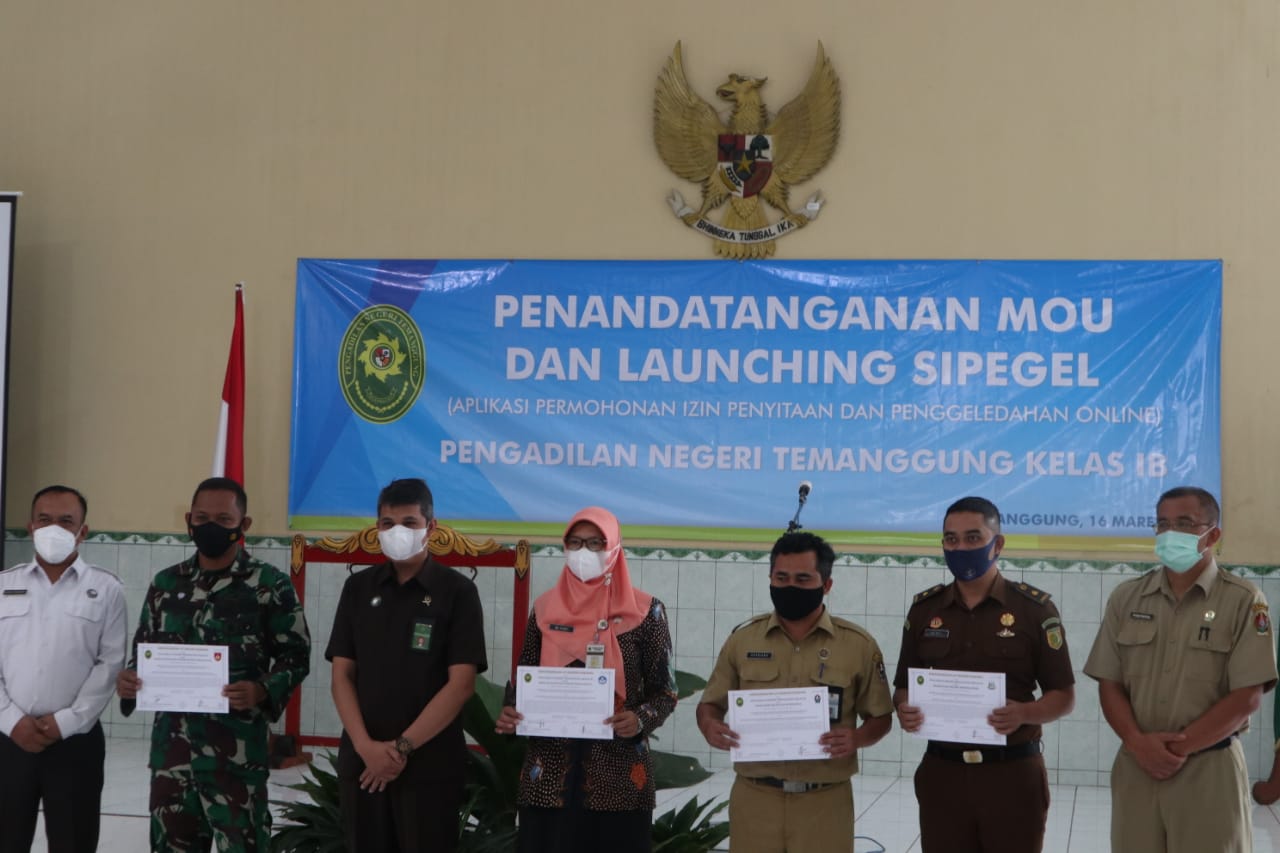 PN Temanggung, Jawa Tengah meluncurkan aplikasi Sipegel, Selasa (16/3/2021)