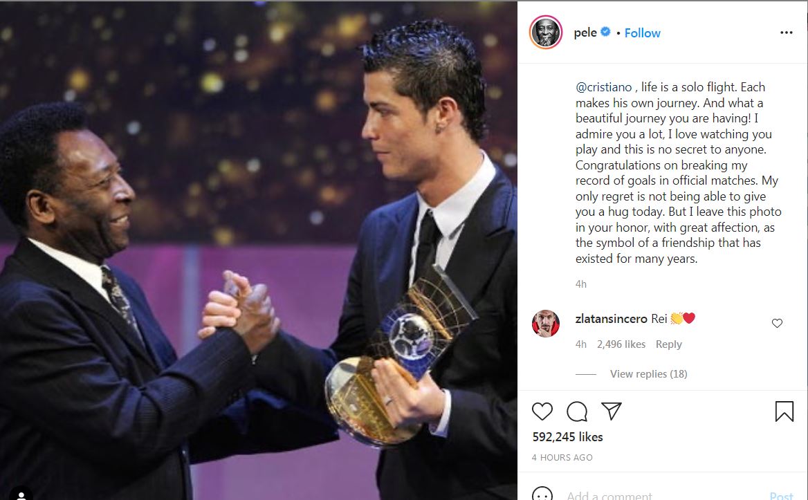 Rekor Golnya Dipecahkan Ronaldo, Pele Ucapkan Selamat