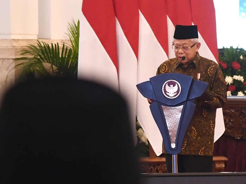 Wapres Ma'ruf Amin saat memberikan sambutan.