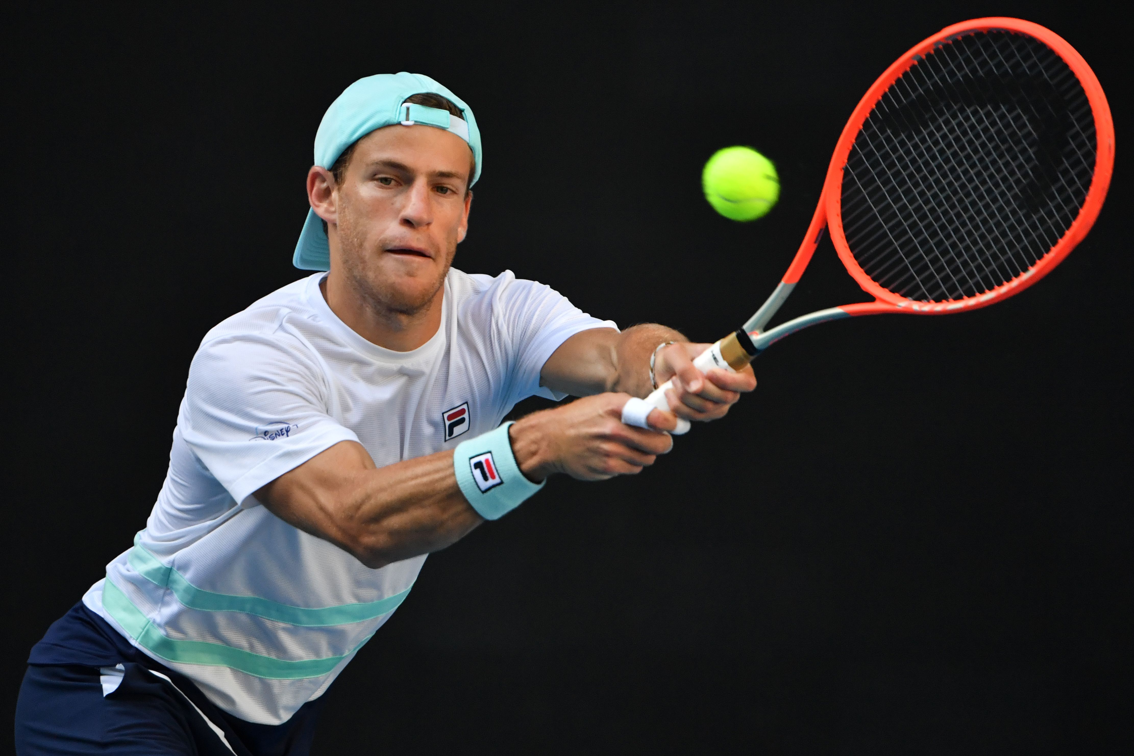 Aksi petenis Argentina Diego Schwartzman.