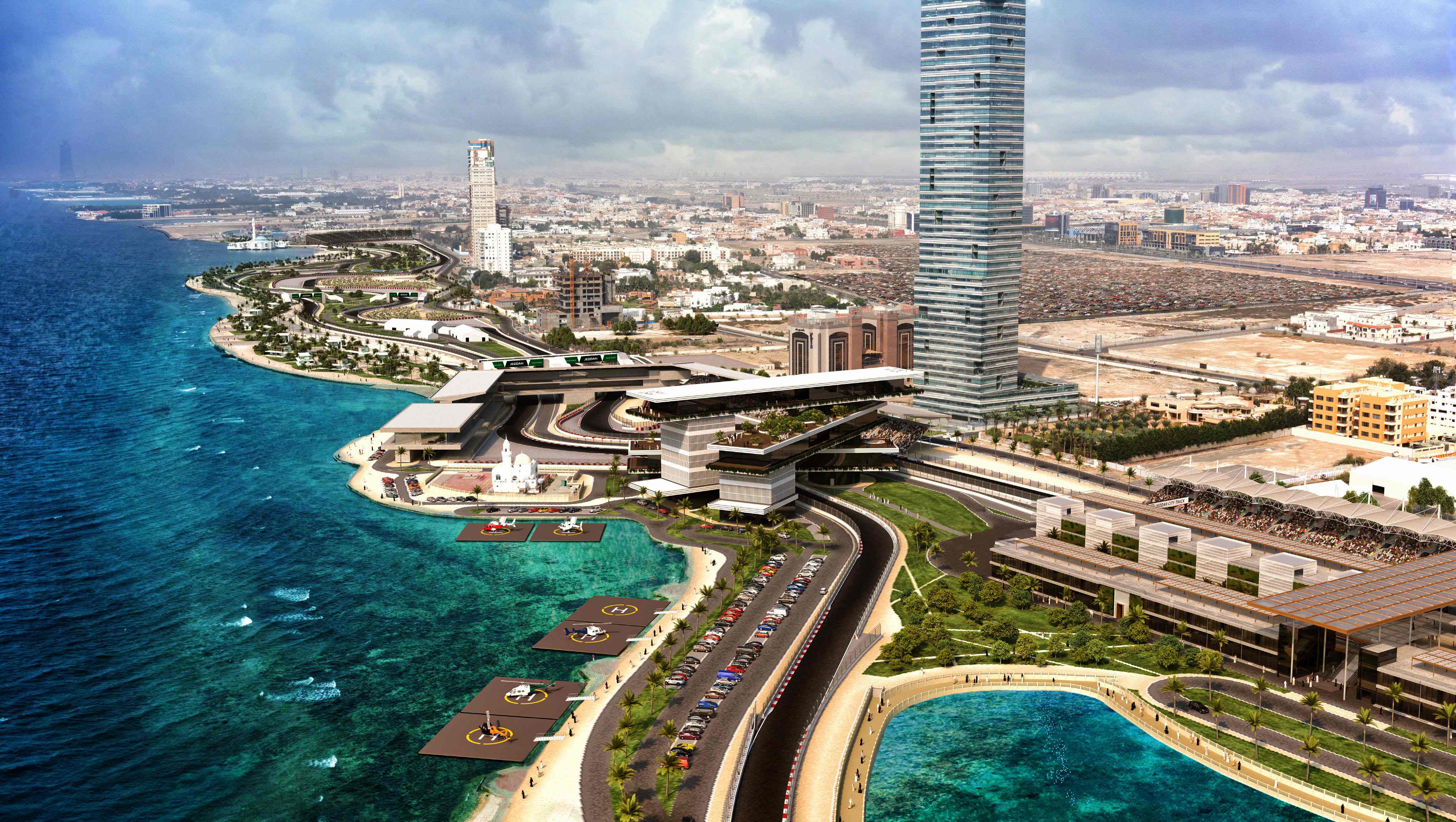 Gambar yang dirilis Kementerian Olahraga Arab Saudi ini menampilkan desain sirkuit Formula 1 di Jeddah.