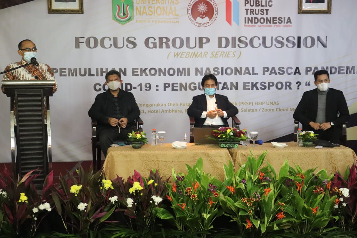 Webinar Pemulihan Ekonomi Nasional Pasca Pandemi Covid-19: Penguatan Ekspor, di Jakarta, Rabu (3/3)