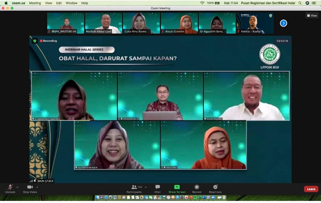  Webinar Halal Series bertema 'Obat Halal, Darurat Sampai Kapan?'. Acara ini diselenggarakan oleh LPPOM MUI, Rabu (24/3/2021).
