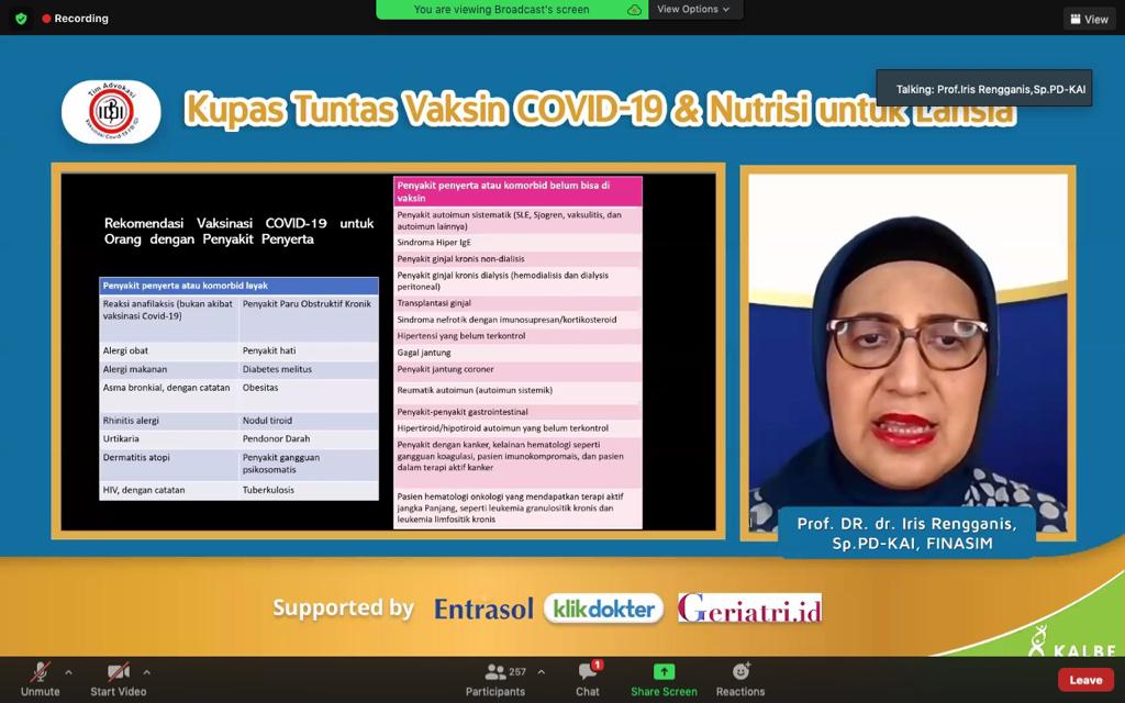 Health Talk bertema Entrasol Kupas Tuntas Vaksin Covid-19 & Nutrisi untuk Lansia.