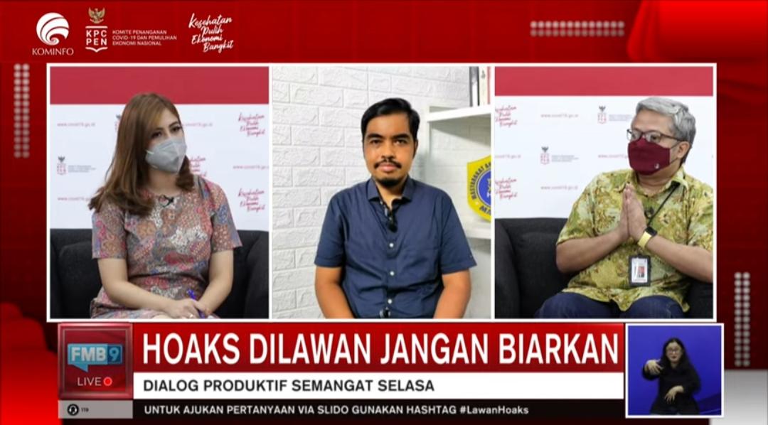 Dialog bertema Hoaks Dilawan Jangan Dibiarkan diselenggarakan oleh KPCPEN, Selasa (30/3/2021). Saat ini ada 150 berita hoaks tentang vaksin