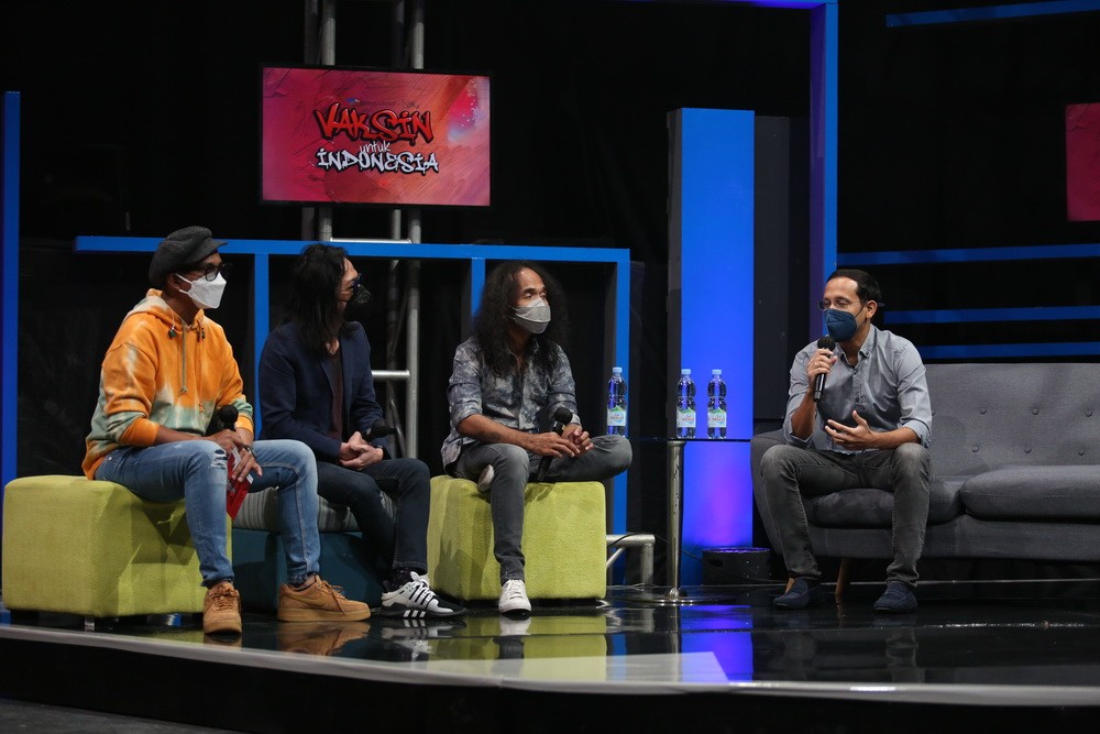 Menteri Pendidikan, Kebudayaan, Riset, dan Teknologi Nadiem Makarim di acara Vaksin Untuk Indonesia