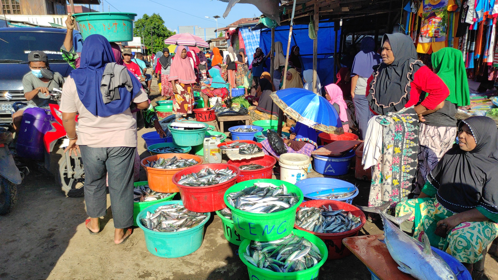 Penjual ikan di Pasar Waiwerang, Kecamatan Adonara Timur. Kabupaten Flores timur, Nusa Tenggara Timur.
