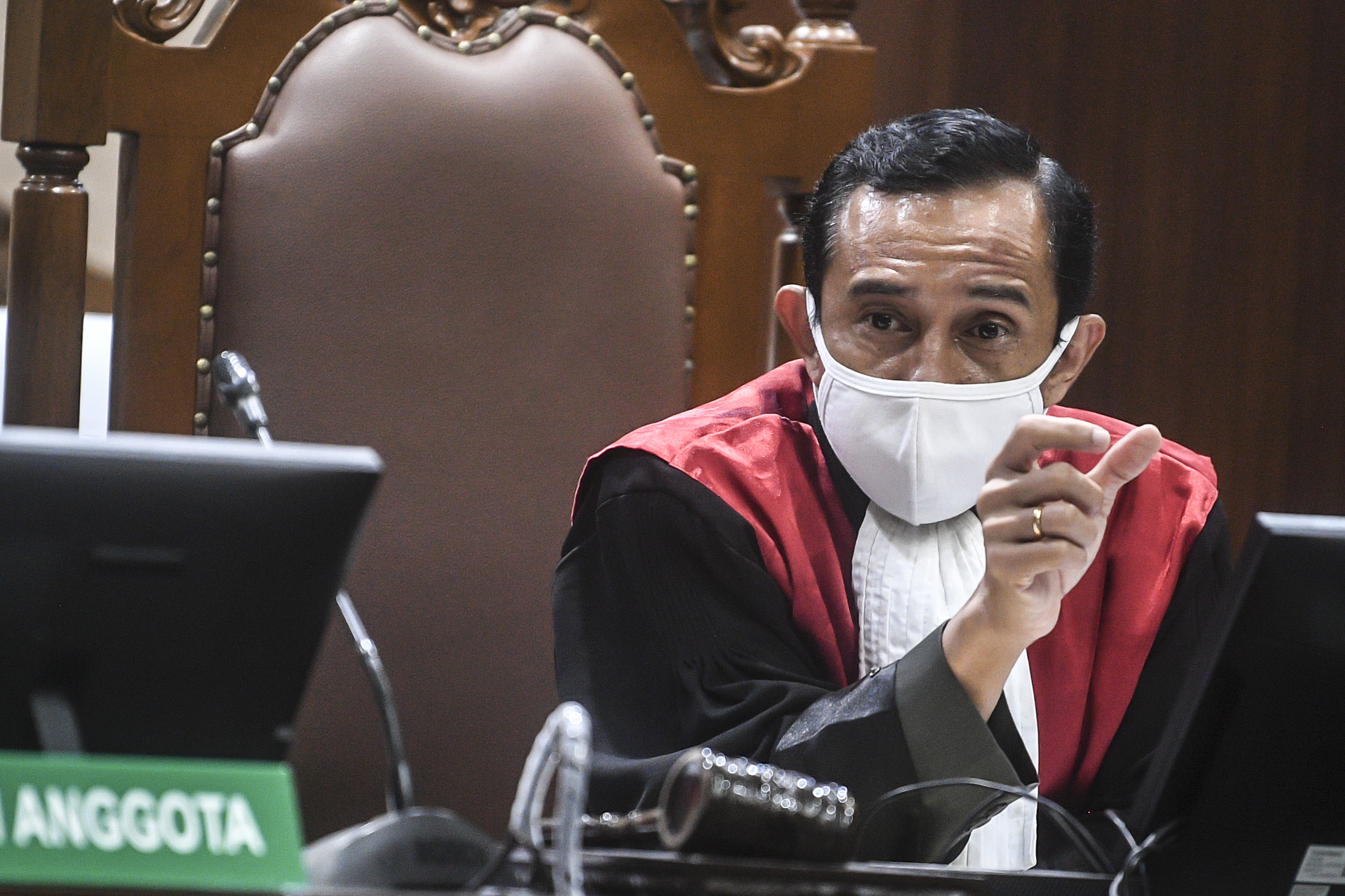 Ketua Majelis Hakim IG Eko Purwanto memimpin sidang perdana gugatan kasus perselisihan Partai Demokrat di Pengadilan Negeri Jakarta Pusat.