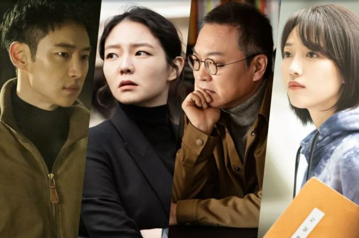 Para pemeran dalam serial drama Taxi Driver. Lee Je Hoon pemeran Kim Do Gi paling kiri.  