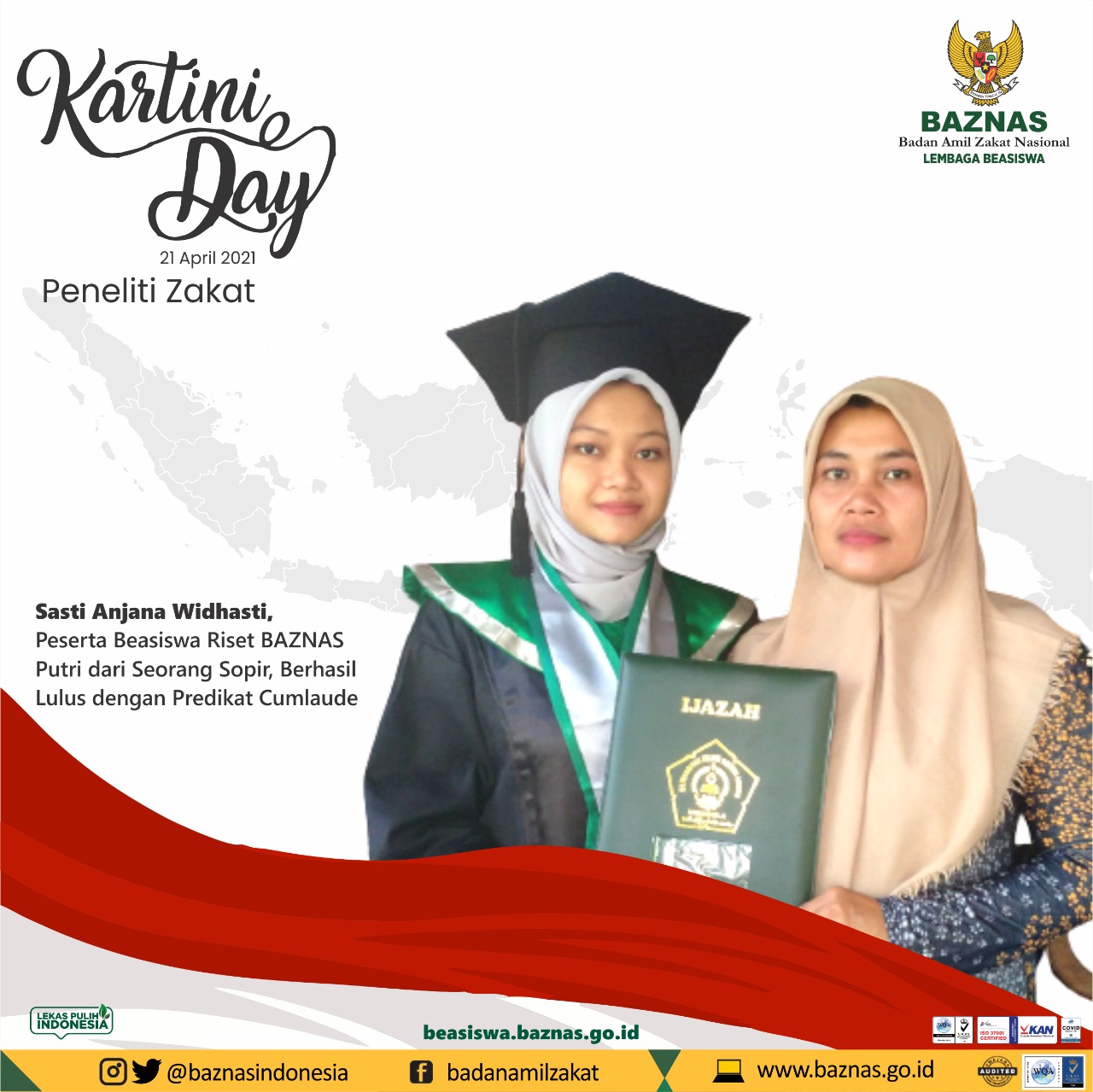Sasti Anjana Widhasti, peserta Beasiswa Riset Baznas, menyelesaikan pendidikan di Fakultas Ekonomi, Universitas Islam Sultan Agung.