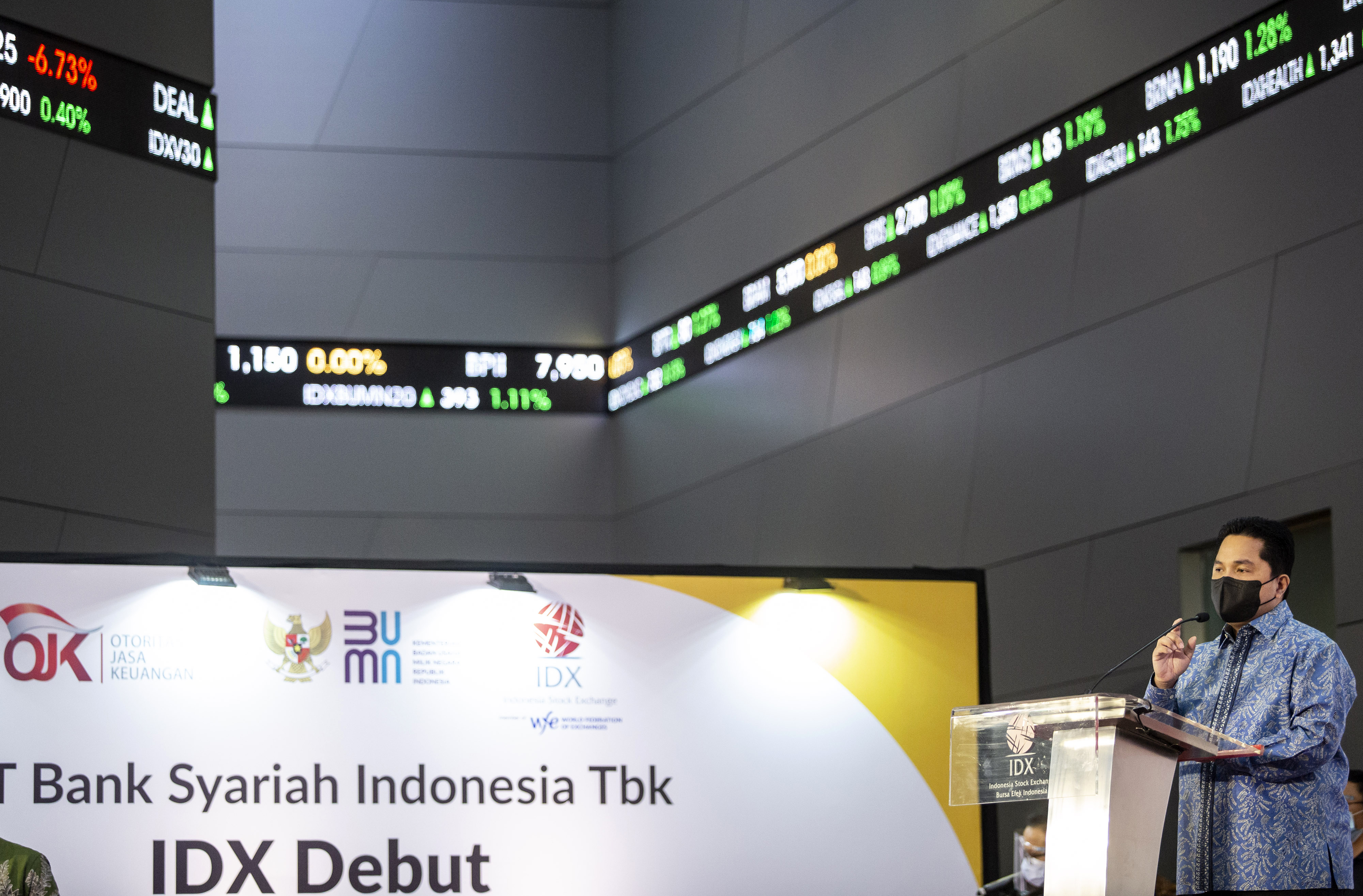 Menteri BUMN Erick Thohir saat peluncuran Bank Syariah Indonesia Tbk. 