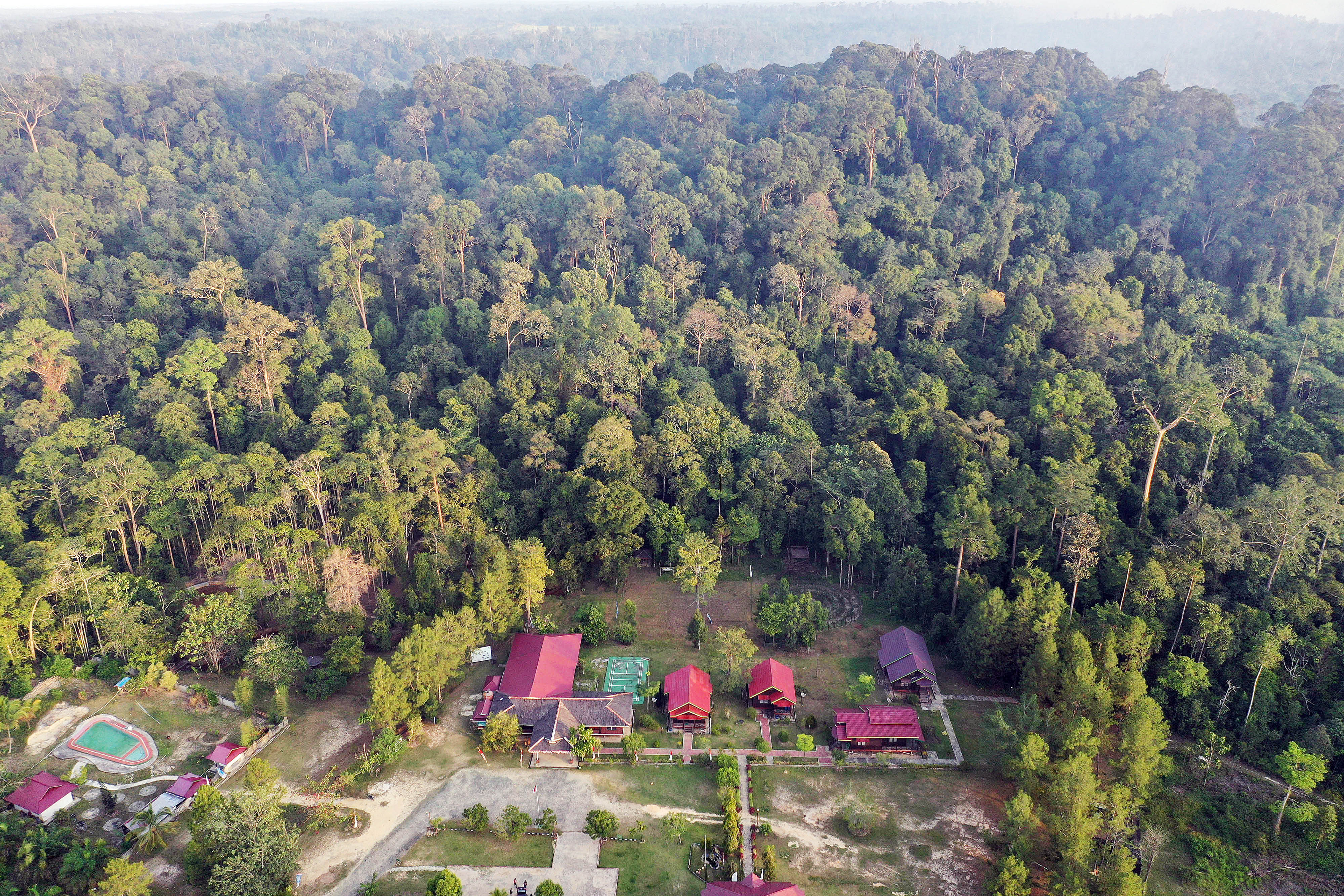 Foto udara kawasan wisata Bukit Bangkirai, Kutai Kartanegara, yang merupakan calon wilayah Ibu Kota Negara.