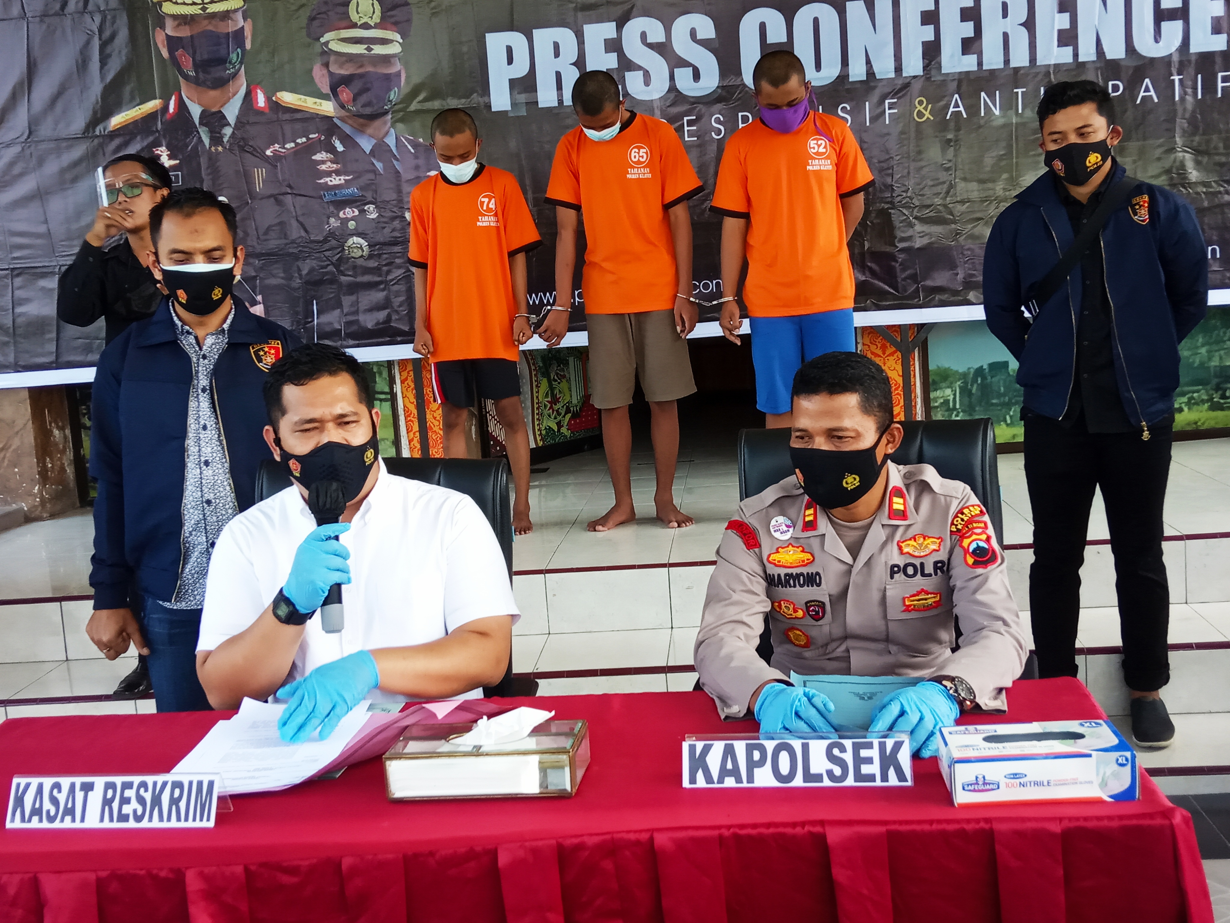 Polres Klaten saat rilis kasus tewasnya seorang pesilat.