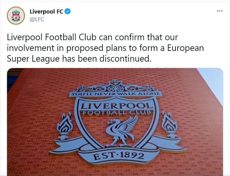 Seluruh Klub Inggris Mundur dari Liga Super Eropa