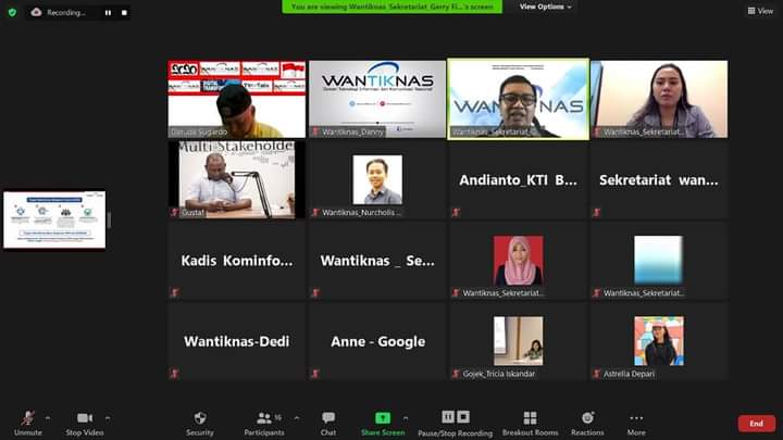 Wantiknas memfasilitasi pertemuan dengan berbagai pihak secara virtual membahas platform digital di PON XX, Kamis (22/4).