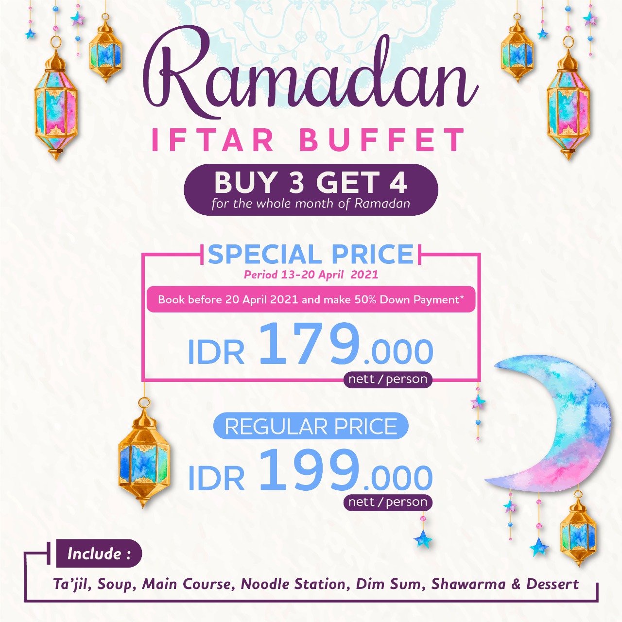 nikmati Iftar Buffet di Mint & Pepper Restaurant by Mercure Serpong Alam Sutera bersama keluarga atau teman dan kolega Anda.