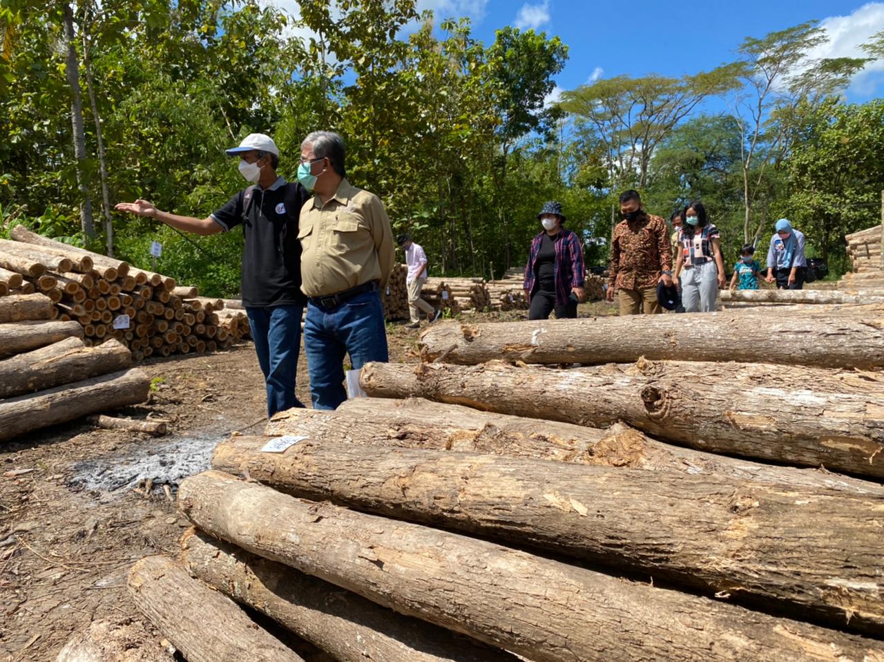 Sekretaris Dirjen PHPL, KLHK, Misran, saat berdialog dengan kelompok petani Hutan Kemasyarakatan (HKm) Sedyo Lestari di Gunungkidul, DIY.