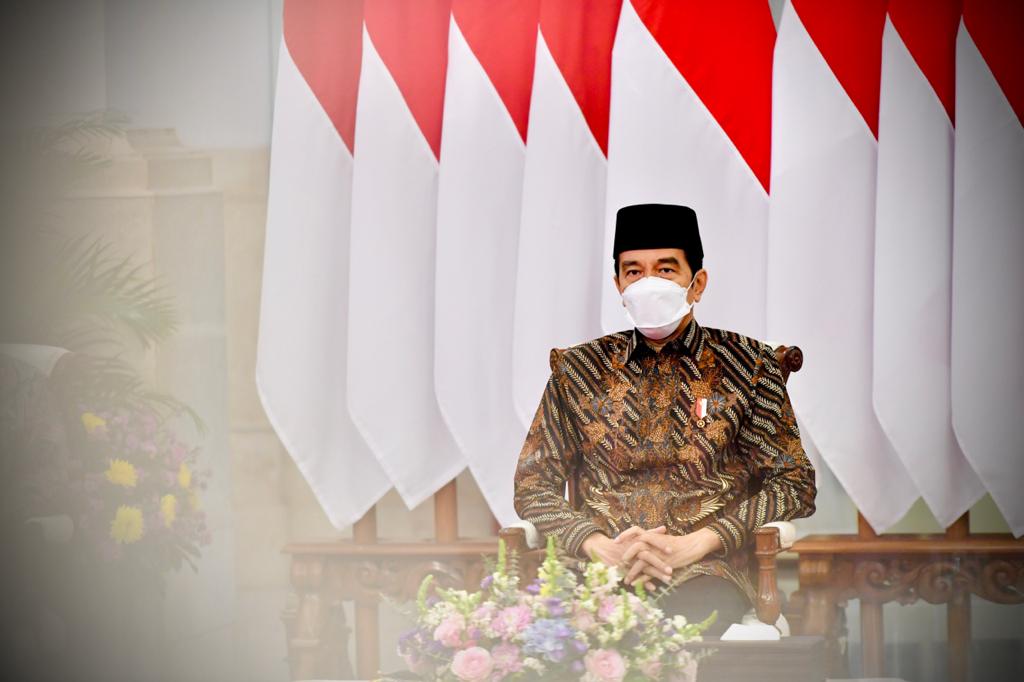 Presiden Joko Widodo saat membuka Kongres Himpunan Mahasiswa Islam (HMI) secara virtual.