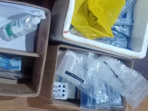 Beberapa barang bukti yang ditemukan Polda Sumut berupa alat rapid test antigen bekas di laboratorium Kimia Farma di Kualanamu.