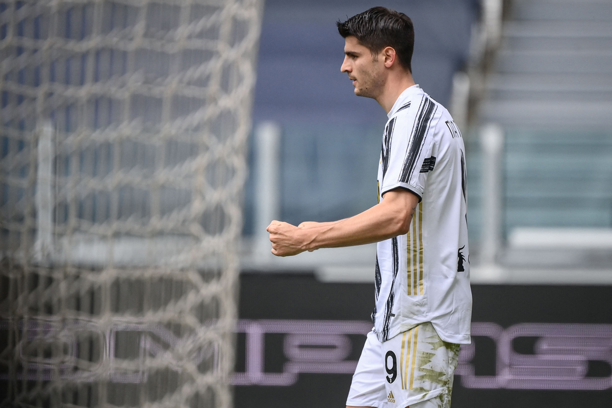 Alvaro Morata mencetak satu gol kemenangan 31 Juventus atas Genoa dalam lanjutan Serie A, Minggu (11/4).     