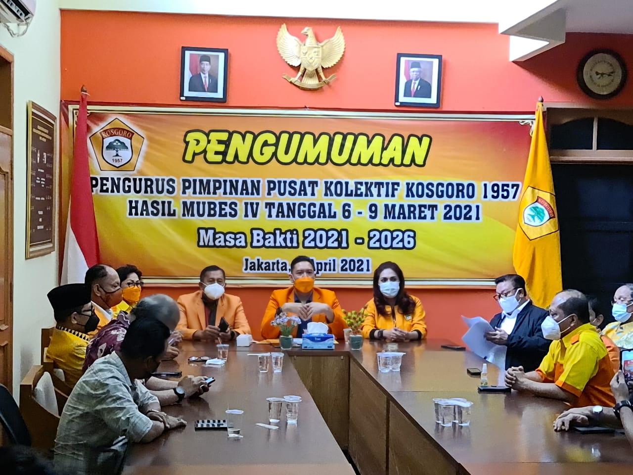 Pengumuman Pengurus Pimpinan Pusat Kolektif Kosgoro 1957 Masa Bakti 2021-2026 hasil Mubes IV pada 6-9 Maret 2021.   