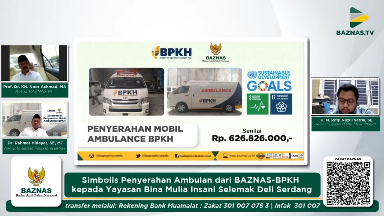 Baznas dan BPKH Bantu Ambulans untuk Yayasan di Deli Serdang