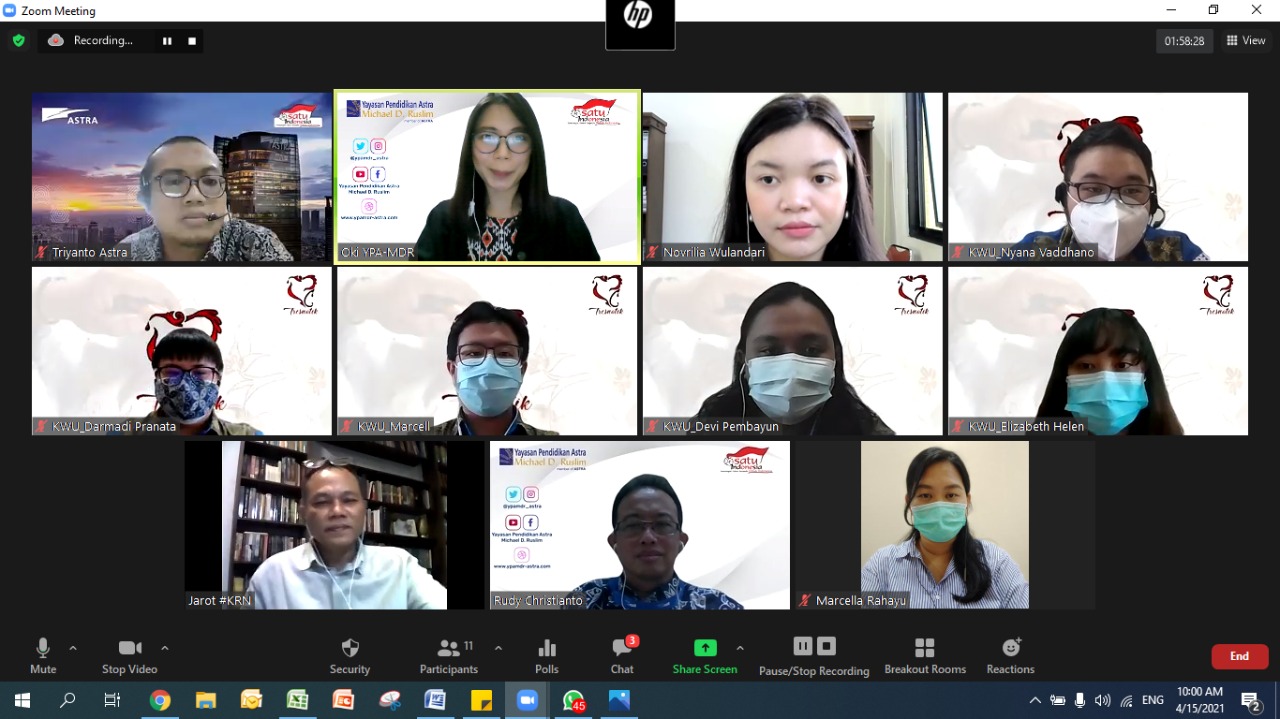 Acara webinar 'Inspirasi Kartini Membangun Negeri' yang digelar Yayasan Pendidikan Astra–Michael D Ruslimn (YPA-MDR), Rabu (21/4).