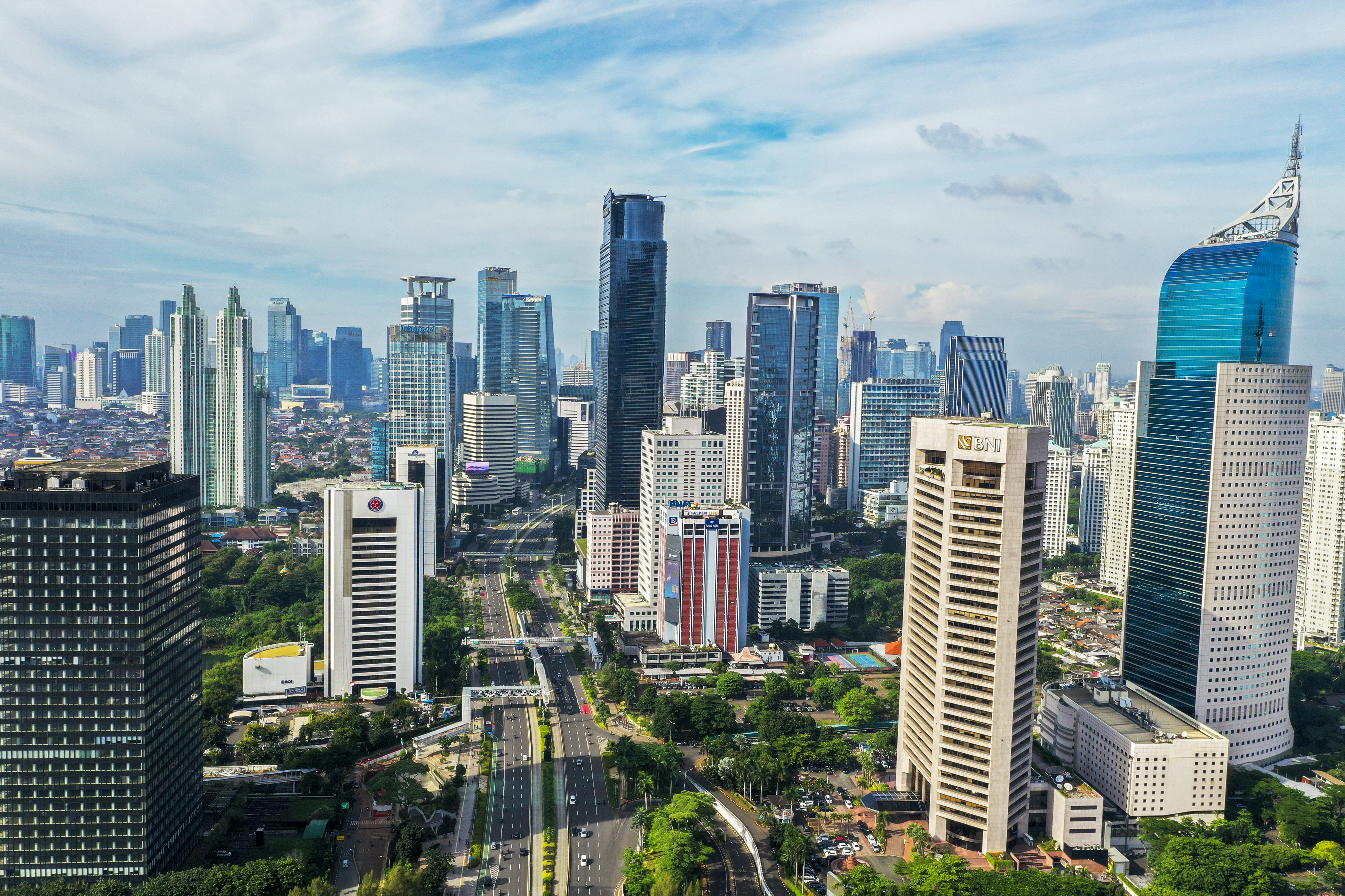 Foto udara gedung perkantoran di Jakarta