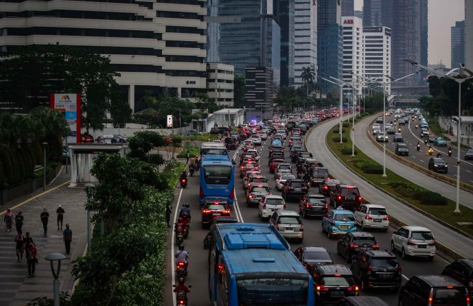 Kawasan bisnis ibukota di Jalan Jenderal Sudirman.