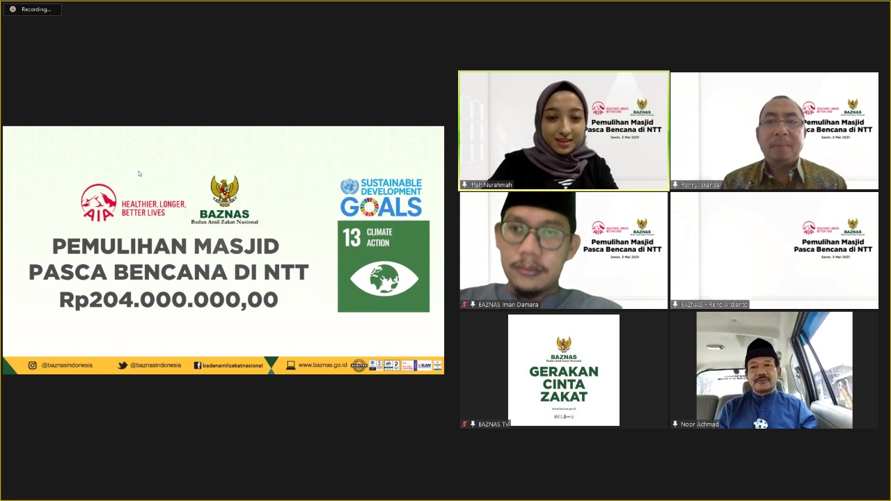 Acara Penyerahan donasi dari  PT AIA Financial Indonesia kepada Baznas secara simbolis dilakukan secara virtual. 