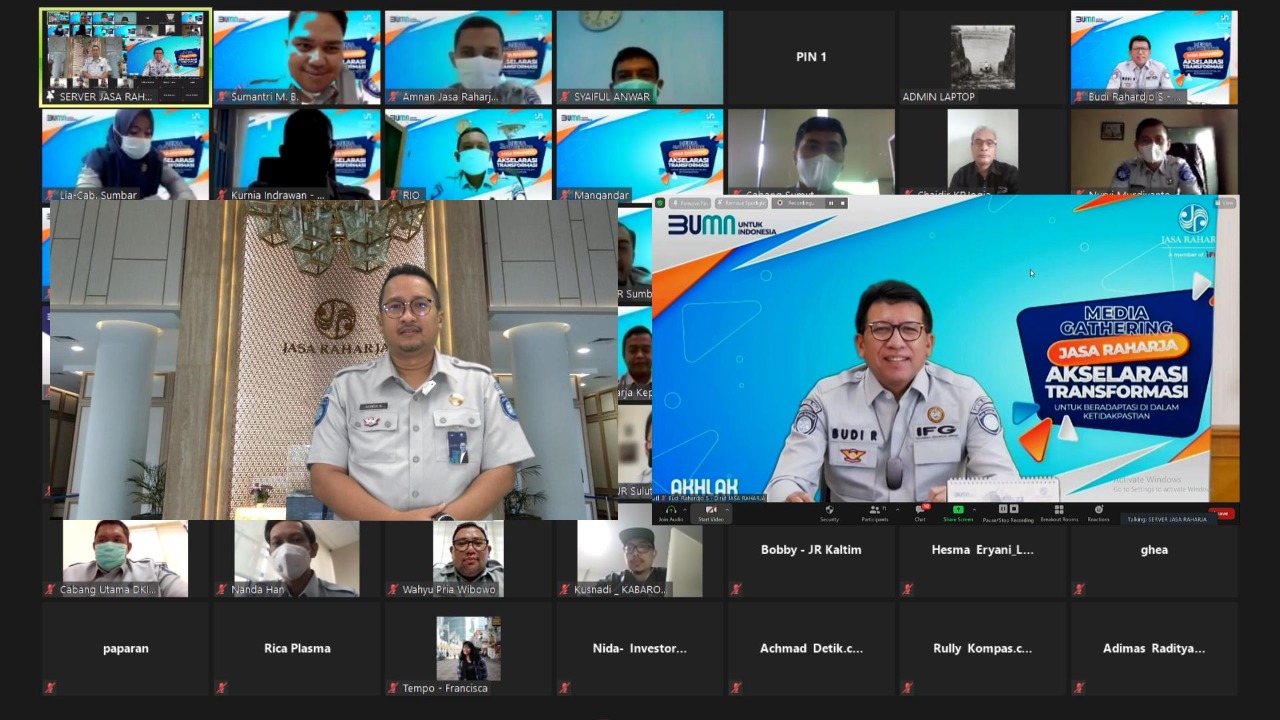 Diskusi virtual yang diselenggarakan perusahaan BUMN, PT Jasa Raharja, pada Kamis (6/5).