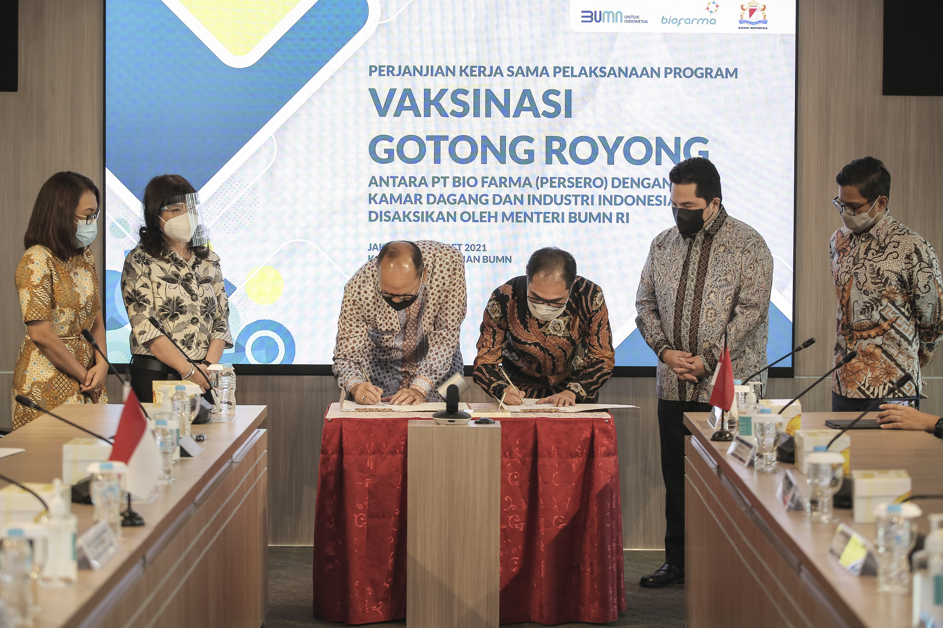 Penandatanganan vaksin gotong royong pada Sabtu (13/3/2021) lalu di kantor Kementerian BUMN.