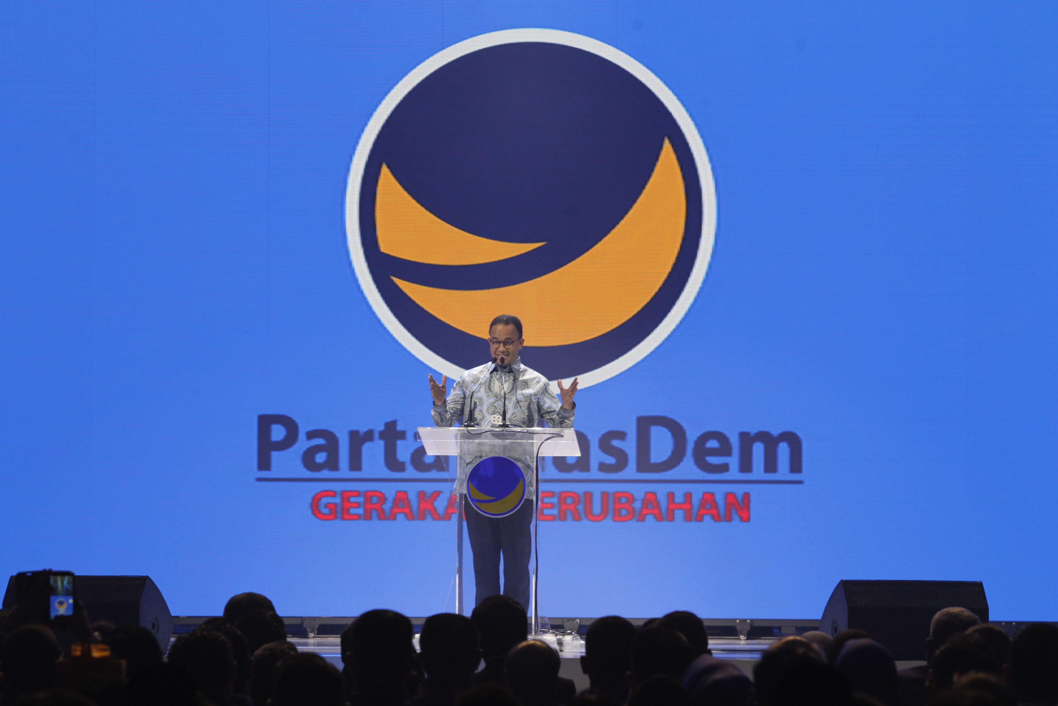 Anies Baswedan menyampaikan sambutan pada pembukaan Kongres II dan Ulang Tahun ke-8 Partai NasDem di JIExpo, Jakarta, beberapa waktu lalu.