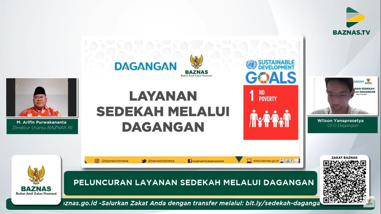 Penandatanganan kerja sama antara Baznas dan perusahaan e-commerce Dagangan secara virtual pada Sabtu (8/5), di Jakarta.